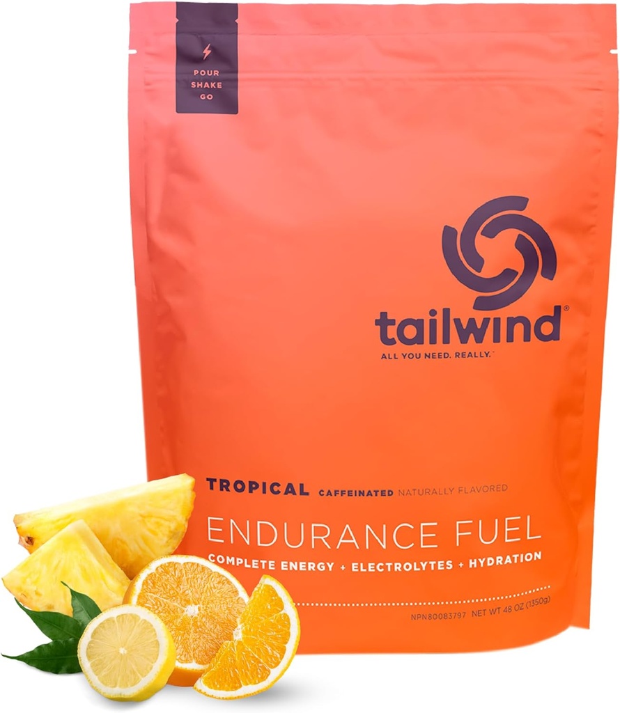 Tailwind Beslenme Endurance Yakıt, Carbohidrat & Electrolyte Sports Drink Mix Toz, Gluten-Free, Vegan, Tropikal Buzz, 50 Hizmet (Caffeinated)
