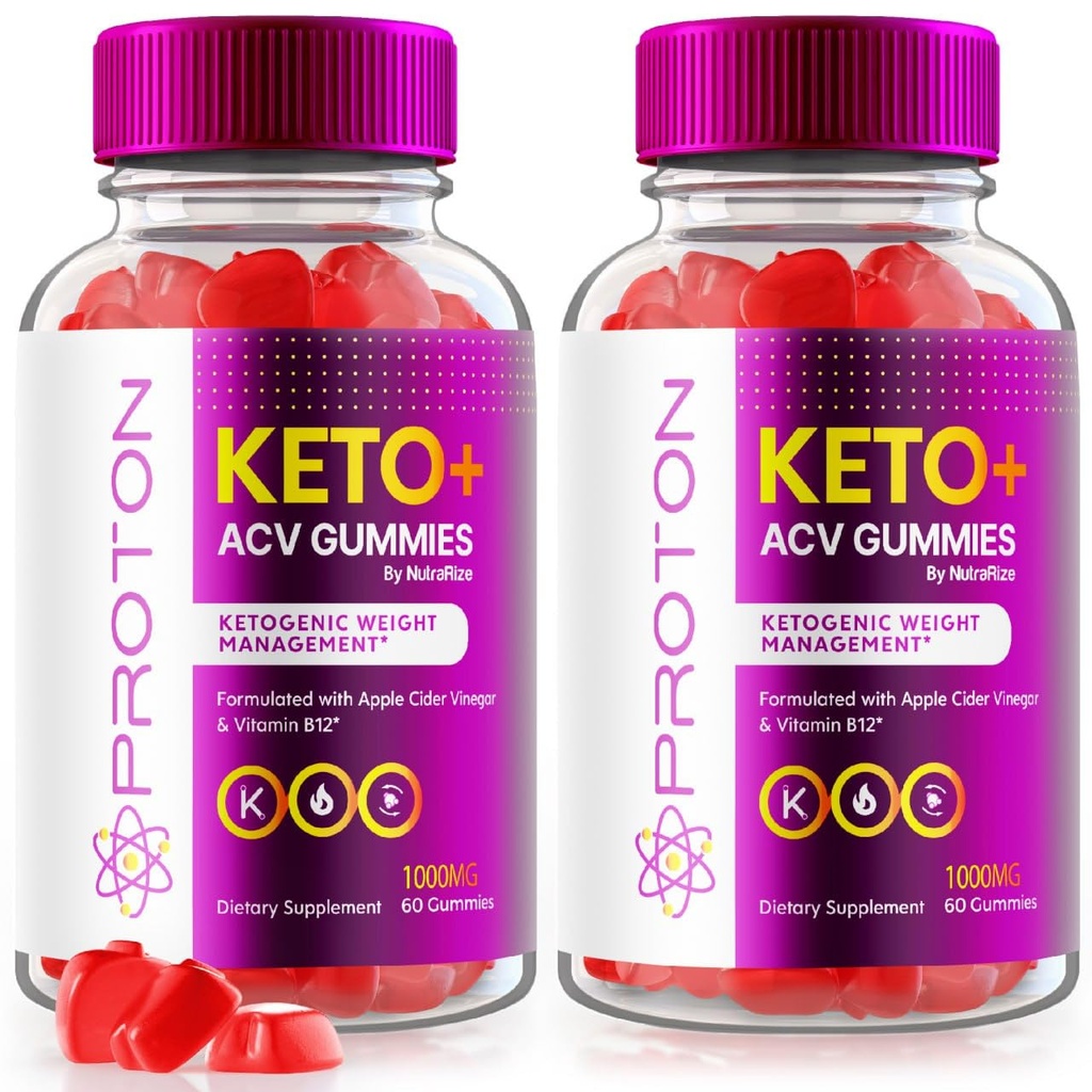 NutraRize (πακέτο των 2 Proton Keto+ ACV Gummies Σύνθετη υγεία βάρους 1000 MG, συμπλήρωμα μέγιστης αντοχής, Proton Keto Gummy, Gomitas Κριτικές (120 Gummies)