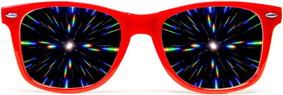 GloFX Ultimate Difrassation Glasses - Κόκκινο - 3D Prism Rainbow Effect - Μεγάλη Edm, Φεστιβάλ, Συναυλία, Πυροτεχνήματα, Χριστουγεννιάτικα Φώτα, και Rave Accessory - Κόκκινο Πλαίσιο
