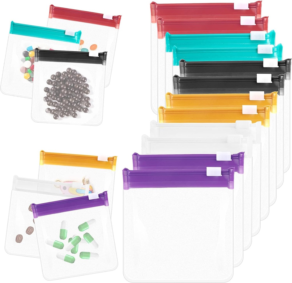 Zippered Pill Pouch Reusable Pill Pouch Bags Storage Pouches with Slide Lock Pill Bags Small Portable Pill Bag Travel Plastic Pill Bag with Slide Lock for Pills Small Items (12 Pieces)