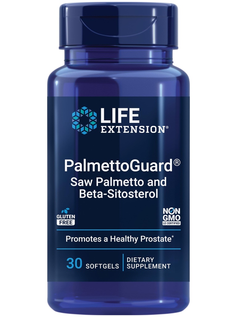 Life Extension PalmettoGuard Saw Palmetto & Beta-Sitosterol - Sağlıklı Prostate Function & Hormon Metabolism Health - Erkekler için Supplements - Gluten-Free, Non-GMO – 30 softgels