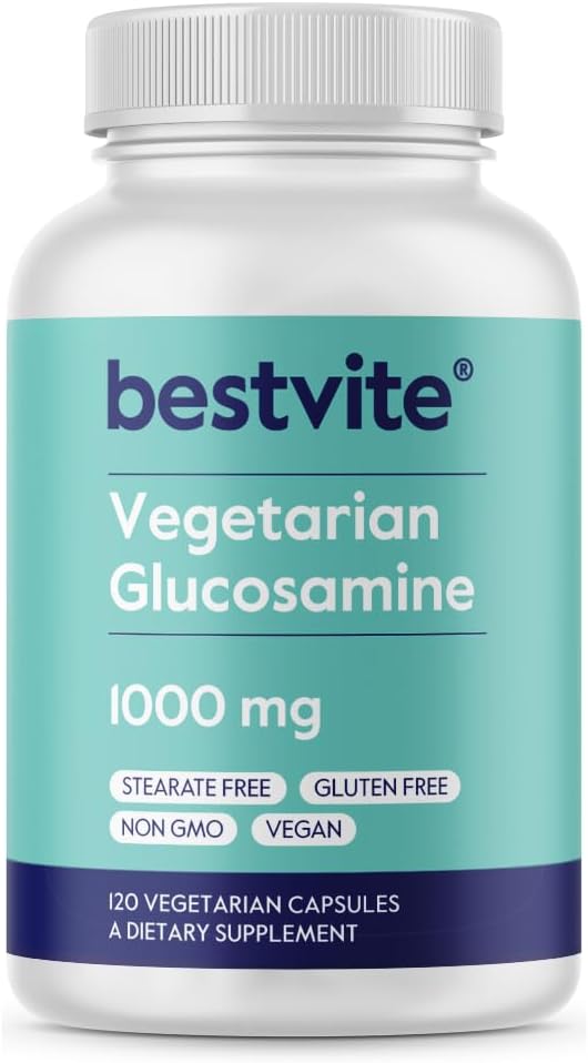 BESTVITE Χορτοφαγική Γλυκοζαμίνη 1000mg (120 κάψουλες χορτοφάγων) - Δεν Stearates - Χωρίς πληρωτικά