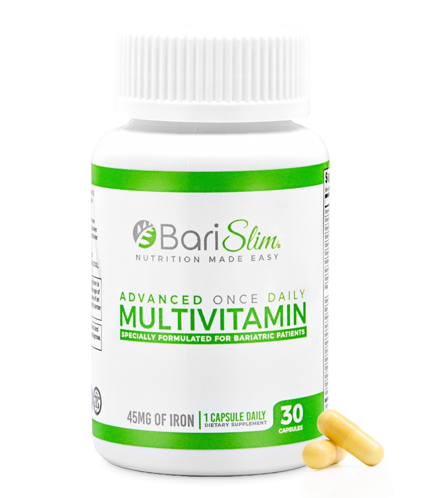 Barislim Advanced Once Daily Bariatric Multivitamin Capsule - 45 mg Σιδήρου - Βαριατρική Βιταμίνη για τη μετα-βαριατρική Χειρουργική Συμπεριλαμβανομένης της γαστρικής παράκαμψης και γαστρικό μανίκι 30 ημερών