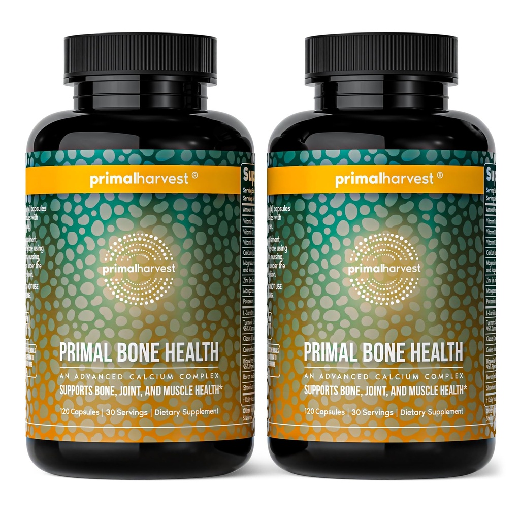 Primal Harvest 2 Pack, Primal Bone Healthuba Carbonate Bone Health Complex for Men & Women with Kalsiyum, Magnezyum, çinko Manga,nese, Pyum, & L-Carnitine (240 Capsules)