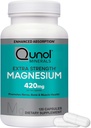 Κάψουλες μαγνησίου Qunol 420mg, συμπλήρωμα μαγνησίου υψηλής απορρόφησης, επιπλέον δύναμη, συμπλήρωμα υγείας οστών και μυών, 120 Count