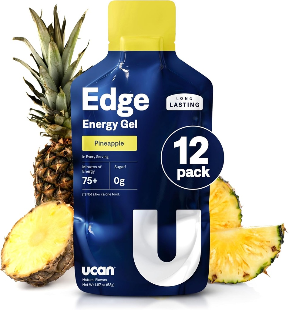 UCAN Edge Energy Gel Shots, Pineapple (12, 1.87 Ounce Packets) for Run, Education, Workouts, Fitness, Bisiklet, Crossfit | Sugar-Free, Vegan, & Keto Friendly Energy Supplement