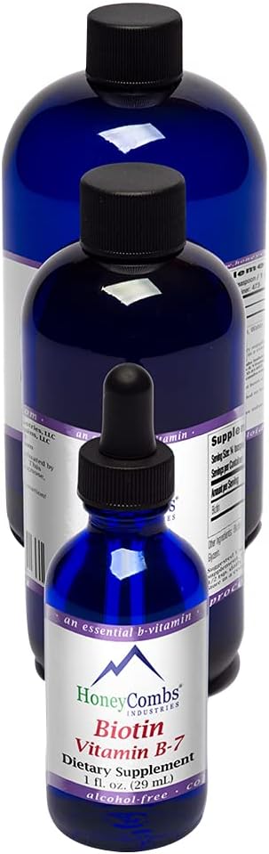 HoneyCombs Vitamin B7 (Biotin) Drops - Sıvı Biotin Saç, Skin, Nails Supplement – Digestion & Hair Vitamins - Alkol-Free, Non-GMO Vitamini Sağlıklı Saç, Skin ve Nails, 8 Fl Oz.