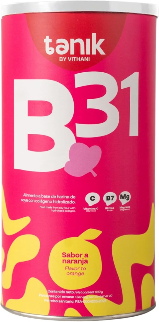 Vithani B31 Colageno, Citrate, Vitamin D, Vitamin E ve Biotin – Collagen Plus C for Skin, Hair and Nails, Orange Flavor, 20 Hizmet