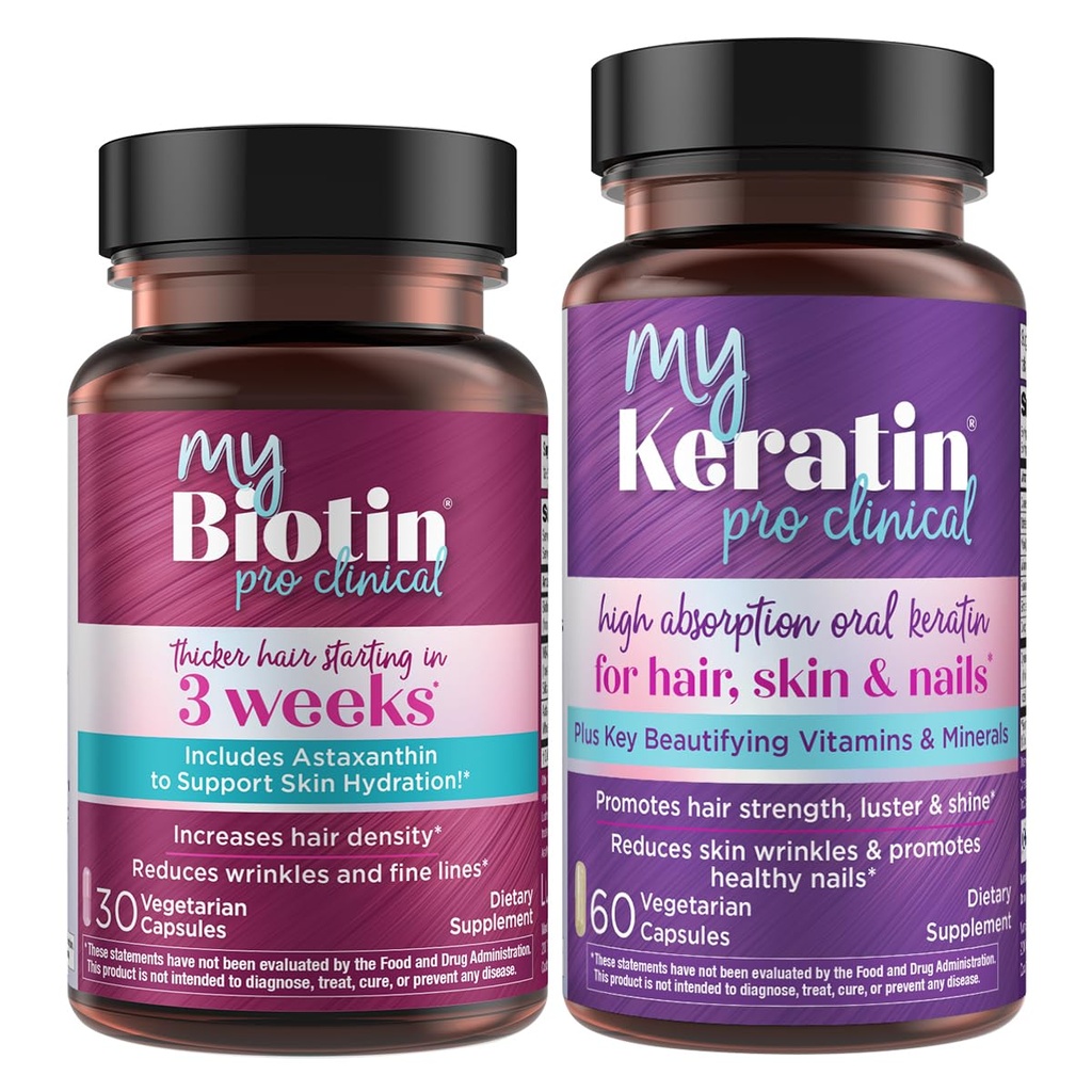 Saf Ürünler Log - MyBiotin ProClinical + MyKeratin Advanced Hair Therapy MyBiotin ProClinical (Biotin, MB40X Matrix, Astaxanthin) - MyKeratin (Next Generation Keratin Saç, Skin & Nails)