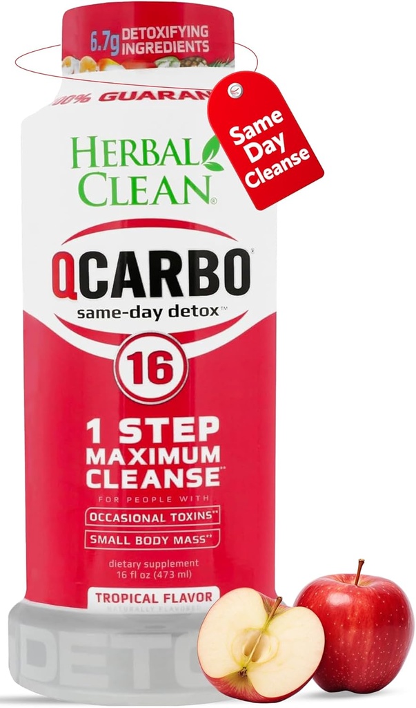 Herbal Clean Qcarbo16 Same-Day Detox Cleanse Drink (16 fl oz) - Tropikal Flavor Full Body Cleanse* Moderate Toxin Seviye *, B2 ve B Vitamin12 Erkekler ve Kadınlar Için B2 ve B Vitamin12