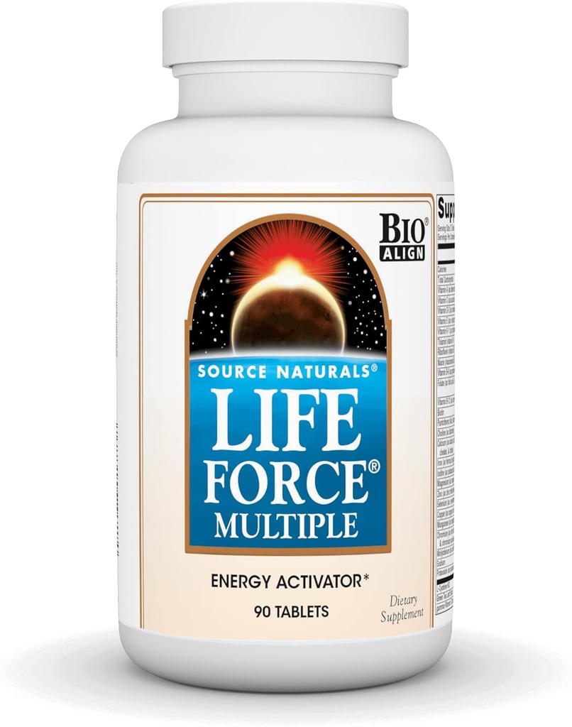 Source Naturals Life Force multiple Daily Multivitamin High Potency Essential Vitamins, Mineraller, Antioksis & Nutrients - Energy & Immune Boost - 90 Tabletler
