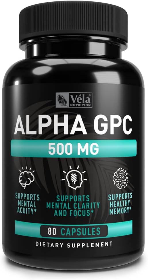 Alpha GPC 500 mg Capsules | 80 Count | Sağlıklı Bilişsel Fonksiyonlar | Optimal Bioavailability | Non-GMO, 3rd-Party Tested
