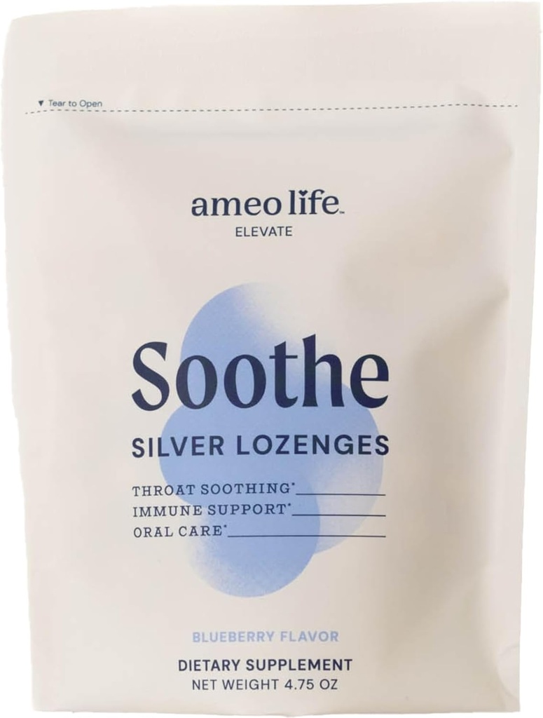 Ameo Life Colloyal Silver Liquid Drops 150 mcg with Blueberry Flavor - 100 Count Immune Support Supplement, Natural Colloyal Silver Cough Drops Alternative - Vegan, Gluten-free & Non-GMO