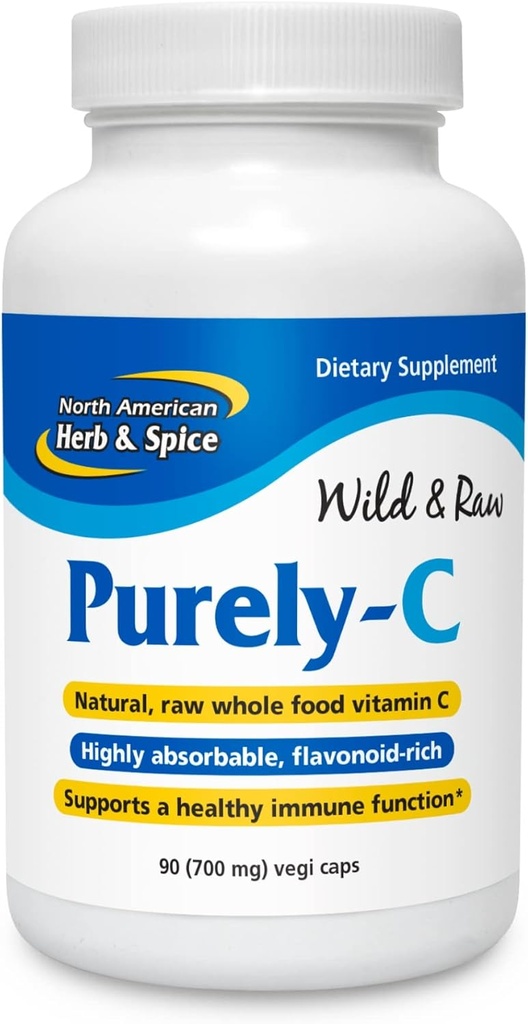 NORTH AMERICAN HERB & SPICE Purely-C - 90 Capsules, Pack of 2 - Healthy Immune Function - Camu Camu Berries, Wild Berries, Rose HIPS - Non-GMO - 60 Total Servings