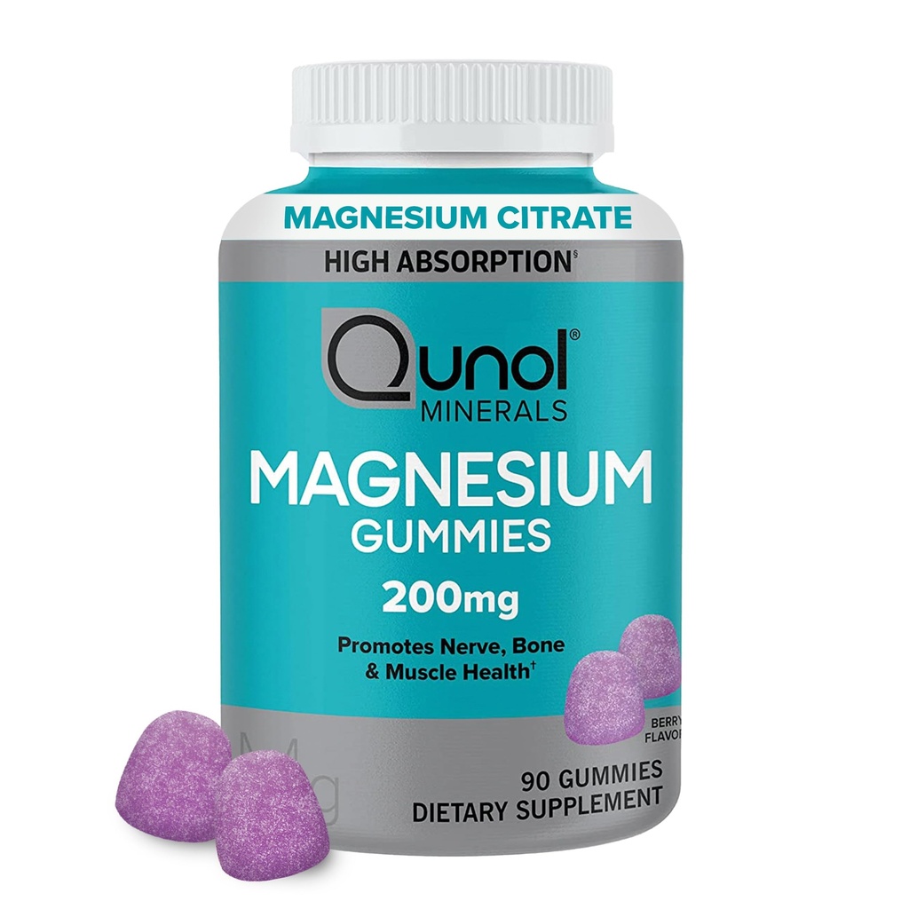 Κουνόλη Μαγνήσιο Gummies για ενήλικες, 200mg Στοιχειώδες Μαγνήσιο (από 1.750mg Μαγνήσιο Κιτρικό), Υψηλή Απορρόφηση Συμπλήρωμα Μαγνησίου, Υποστηρίζει Νεύρο, Οστά και Μυική Υγεία, Χορτοφαγικά, 90 Count