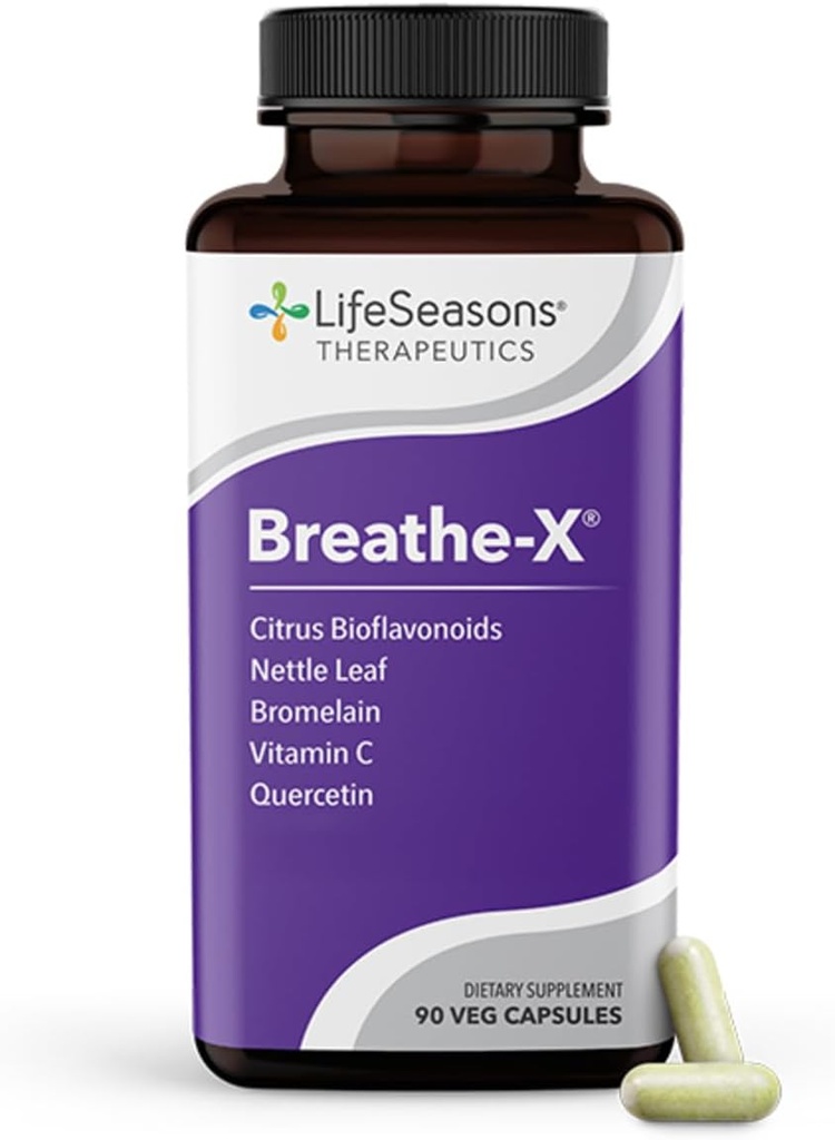 Breathe-X - Antivirüs & Sinus Relief Supplement - Destekler Sinuses & Nasal Discomfort - Non-Drowsy & Fast-Acting - Quercetin, Bromelain, Citrus Bioflavonoids, Nettle Leaf & Vitamin C - 90 Capsules