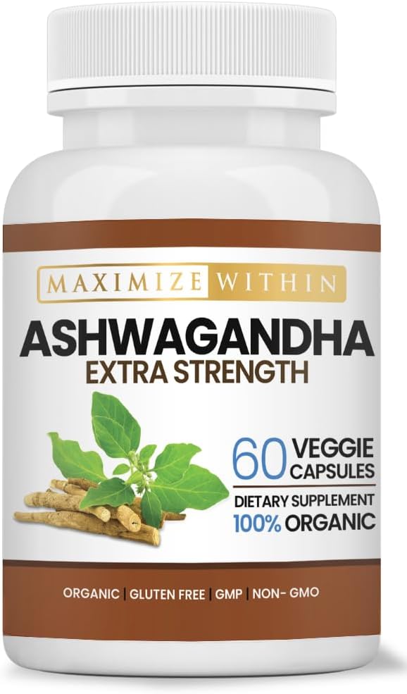 Ashwagandha Root Extra Strength – 60 Χορτοφαγικές κάψουλες – Υποστηρίζει το άγχος, τη διάθεση, και την ανοσοποιητική υγεία – Formated for Enhanced Absorpation – Μη ΓΤΟ συμπλήρωμα βοτάνων