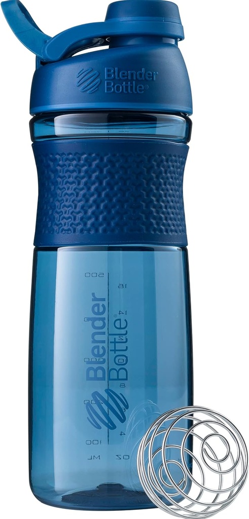 BlenderBottle SportMixer Shaker Şişe Protein Shakes ve Pre Workout, 28-Ounce, Navy