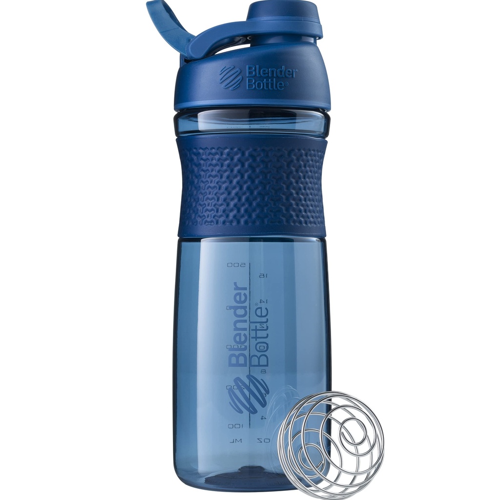 BlenderBottle SportMixer Shaker Şişe Protein Shakes ve Pre Workout, 28-Ounce, Navy