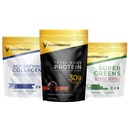 Çikolata Protein Tozu | 30G Multi-Protein Superblend+ Grass-Fed Hydrolyzed Collagen Nail Toz- Saç, Skin, Nails+ Organik Süper Yeşiller Superfood Toz- Immune & Enerji Desteği