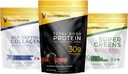 Çikolata Protein Tozu | 30G Multi-Protein Superblend+ Grass-Fed Hydrolyzed Collagen Nail Toz- Saç, Skin, Nails+ Organik Süper Yeşiller Superfood Toz- Immune & Enerji Desteği