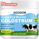 Grass-Fed Bovine Colostrum Supplement Toz -% 60 High IgG 3000 mg for Gut Health, Immune Support - Doğal Liposomal Colostrum Superfood, Unflavored, 50 Hizmetler