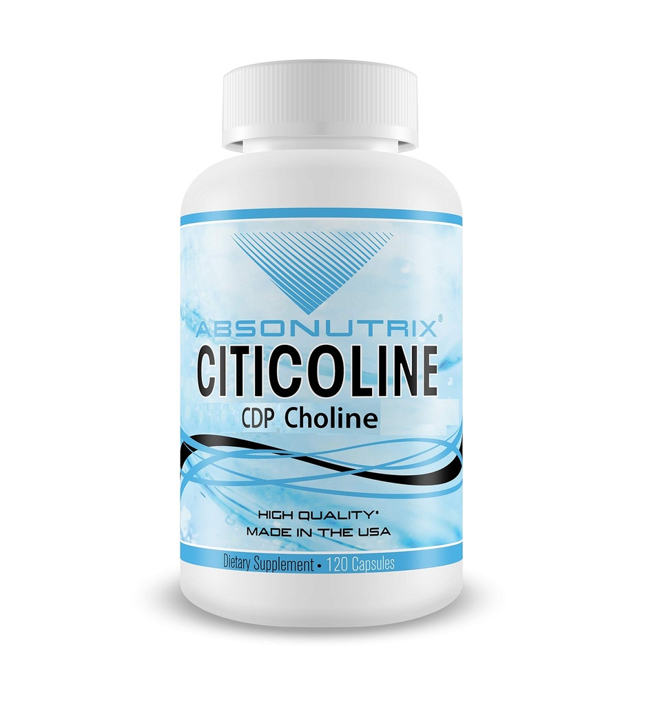 Absonutrix Citicoline CDP Choline 530 mg, Nootropic Supplement, GMP sertifikalı, Üçüncü Partili Test Edildi, Swallow, 120 Veg caps, Finds Cognitive Skills, Supports Memory, Non-GMO, Made in USA