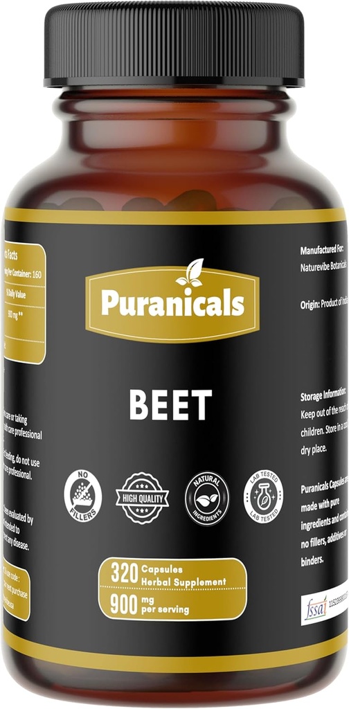 Arıt Premium 320 Capsules Nitrik Oksit | Herbal Supplement | 900 mg Oda başına | %100 Pure Beetroot Toz (Beta Vulgaris) ile Made