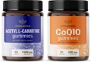 HERBAMAMA L-Carnitine ve CoQ10 Kit - 1500 mg Acetyl L-Carnitine & 200 mg Coenzyme Q10 Gummies - Vegan, Non-GMO, Gelatin-Free - 2 Pack