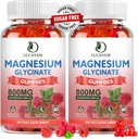 (2 Pack Sugar Free Magnezyum Glycinate Gummies, 500 mg Glycinate with 200 mg Magnezyum Malate, Taurate, Hoffman, COQ10, B6 ve D3, Sleep & Calm Support, 120 Raspberry Gummies