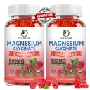 (2 Pack Sugar Free Magnezyum Glycinate Gummies, 500 mg Glycinate with 200 mg Magnezyum Malate, Taurate, Hoffman, COQ10, B6 ve D3, Sleep & Calm Support, 120 Raspberry Gummies