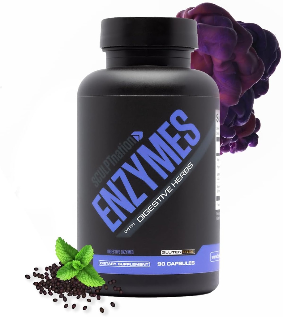 Sculpt Nation by Voloed Digestive Enzymes - Multi Enzyme for Digestion and Gut Health Support, Occasional Bloating Relief for Women and Men - 90 Gluten-Free Capsules
