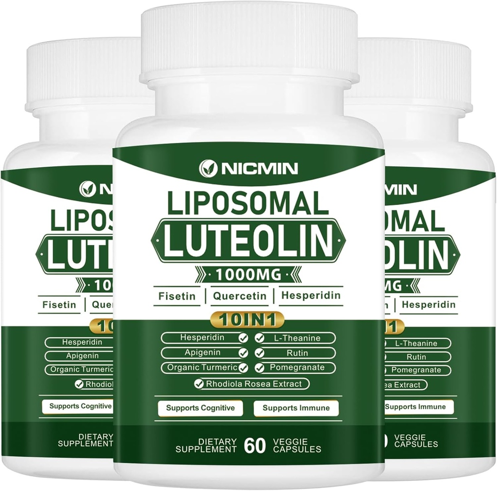 1000MG Liposomal Luteolin, maksimum Aborpsiyon, Potent Luteolin Supplement 180 Capsules