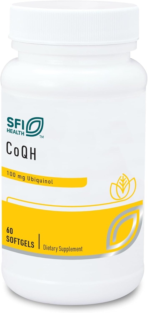 Klaire Labs SFI Health CoQH - Hypoallergenic 100 Milligrams Μειωμένη συνένζυμο Q10 ως Ubiquinol Solubilised σε D-Λιμονένιο Oil για Μιτοχονδριακή Υποστήριξη (60 Softgels)