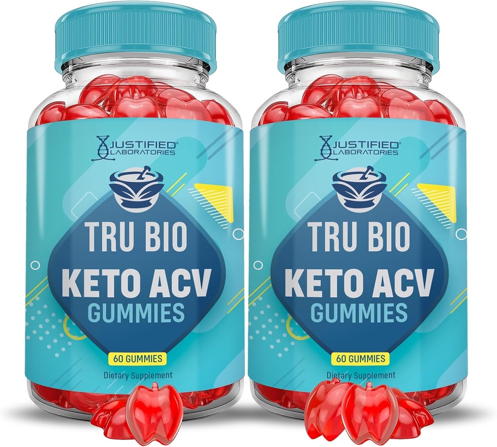 (2 Pack) Tru Bio Keto ACV Gummies Advanced Formula 1000MG TruiBIo Keto Gummies Apple Cider Vinegar Formated with Roomegranate Beet Buice Powder B12 Vegan Non GMO 120 Gummys