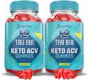 (2 Pack) Tru Bio Keto ACV Gummies Advanced Formula 1000MG TruiBIo Keto Gummies Apple Cider Vinegar Formated with Roomegranate Beet Buice Powder B12 Vegan Non GMO 120 Gummys