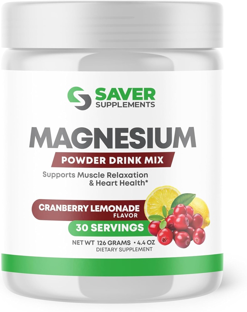 Magnezyum Toz - Calm & Regularity için Anti-Stress İçecek Mix - Magnezyum Citrate Supplement - Rahatlama, Kas & Kalp Desteği - Cranberry Lemonade Flavor - 30 Hizmet