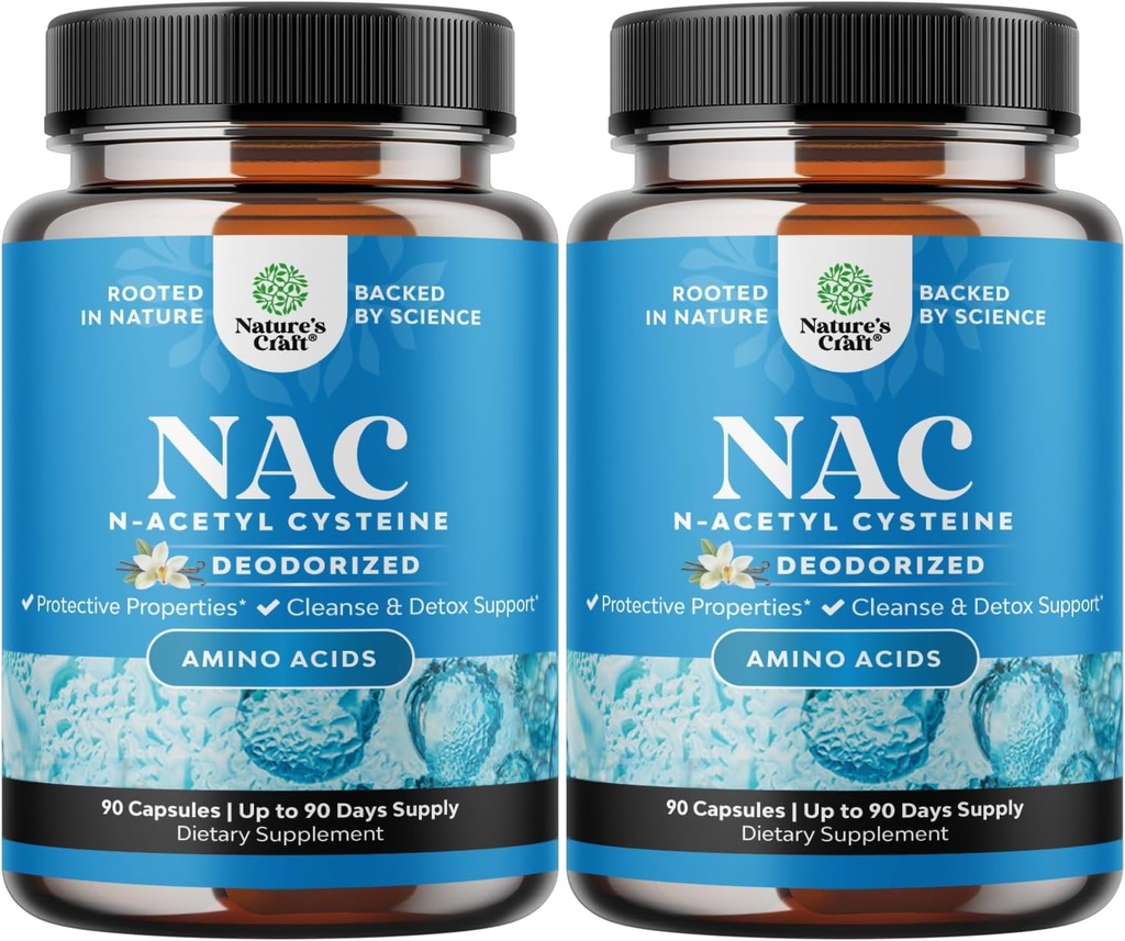 NAC Supplement N-Acetyl Cysteine 600 mg - Vegan High Abxia NAC 600 mg Capsules - Glutathione Precursor for Liver Cleanse Detox & Tamir Plus Lung Health and Immunity Support (180 Hizmet)
