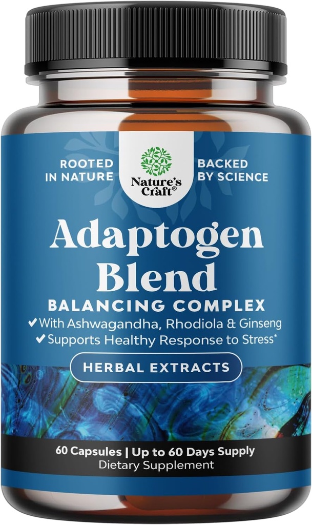 Συμπλήρωμα υποστήριξης βοτάνων Adaptogen Mood - Calming Adaptogens συμπλήρωμα για το στρες & Cortisol Management με Ashwagandha Rhodiola Rosea & Maca Root - Vegan Non GMO & Daytime Friendly - 60ct