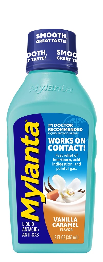 Mylanta Heartburn ve Gas Relief, Liquid Antacid, Vanilla Caramel Flavor, 12 Akışkan Ounce