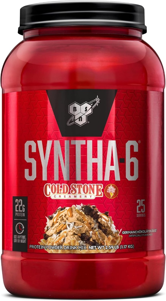 BSN Syntha-6 Whey Protein Powder, Κρύα Πέτρα Creamery- Germanchökolätekäke Flavor, Micellar Καζεΐνη, Γαλακτοπρωτεϊνη Απομονωμένη σκόνη, 25 εξυπηρετούν