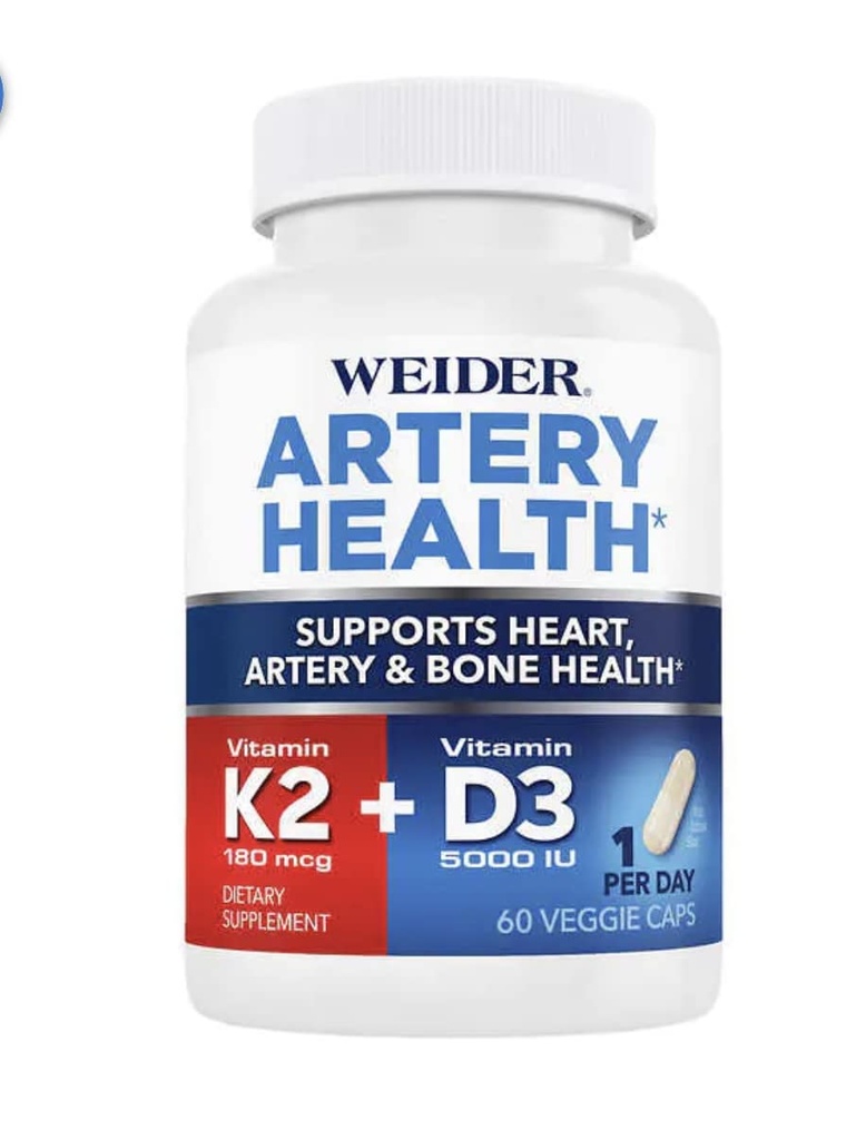 Artery Health for Heart, Immune and Bone Support with Vitamin K2 (180mcg) & Vitamin D3 (5000iu), 60 Κάψουλες Veggie