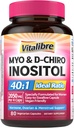 Inositol Supplement, Myo-Inositol & D-Chiro Inositol Fertness Supplements for Women, 40:1 Ideal Oran, Hormon Dengesi ve Ovarian Desteği, 80 Vegan Capsules