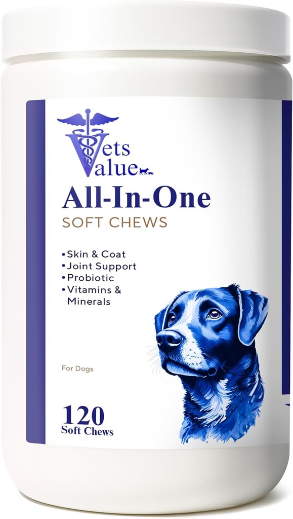 Dog Multivitamin Chews (120 Soft Chews) - All-in-One Vitamins for Dogs of All Ages, Dimensions & Breeds | Supports Immunity, Digestive Health, Skin, Coat Joint Health with Glucos