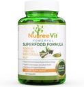 NutreeVit 100% Organik Güçlü Superfood Formula - Moringa, Spirulina, Buğdaygras ve Kelp - 240 Şişe Kont