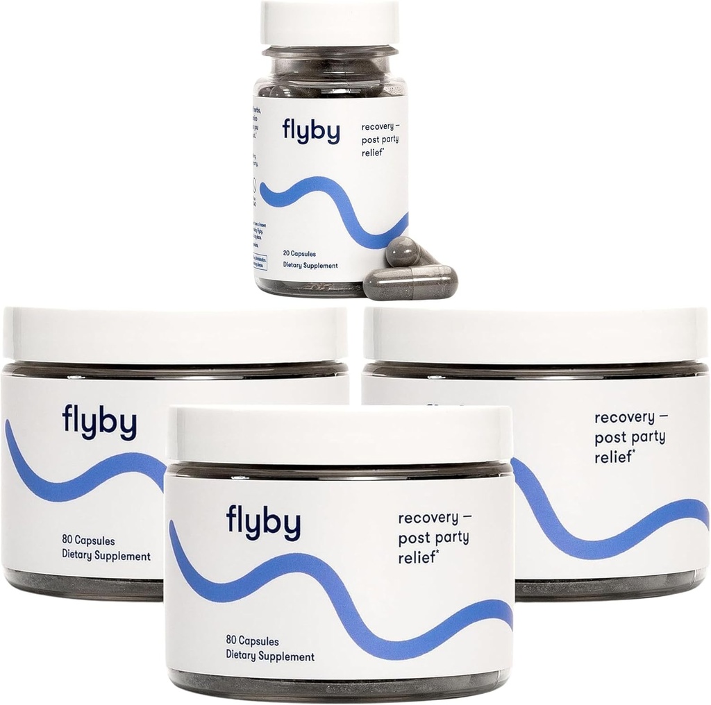 Flyby Recovery Supplement - All The Hang, Without The Over!TM - with Milk Thistle, Vitamin C, Ενεργοποιημένο Ανθρακό και μηλίτη της Apple - Pre & Post Drinking Formula