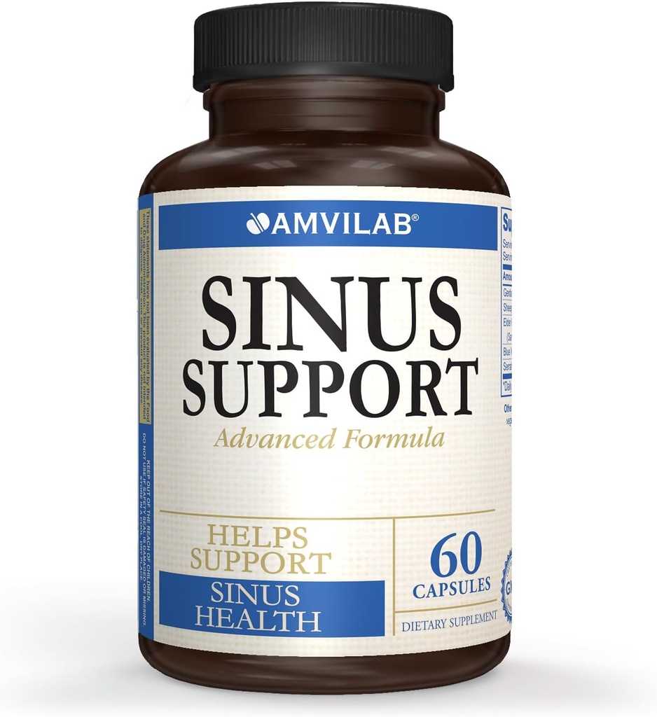 Sinus Desteği, Gelişmiş Formula, Sinus Sağlığını Destekleyebilir, 60 Capsules 1 Ay Supply