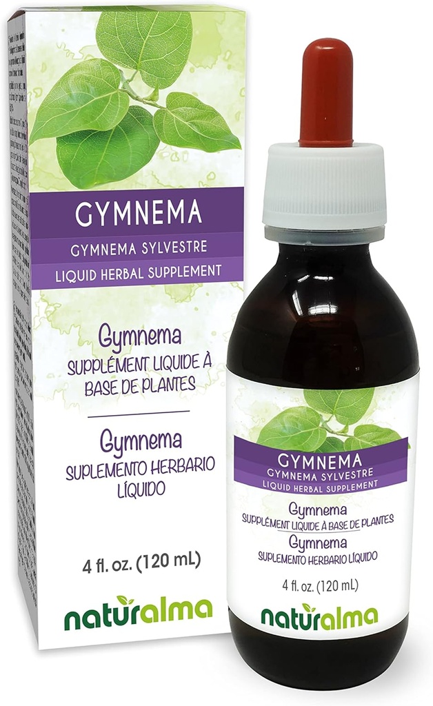 Naturalma Gymnema (Gymnema sylvestre veya Marsdenia sylvestris) Leaf Alkol Ücretsiz Tincture - 4 fl oz Sıvı Ekstraksiyon - Herbal Supplement - Vegan