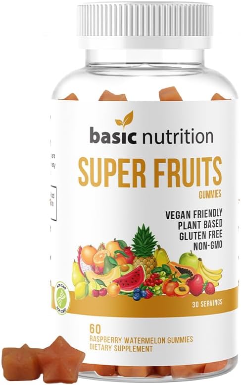 SuperFruits Gummies with Collagen-Promoting Karma Meyve Yemekleri Beauty ve Skin Care | Natural Raspberry Watermelon Flavor | Non-GMO Plant-Based, Vegan, Gluten-Free & Gelatin Free