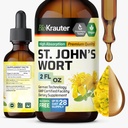 BIO KRAUTER St John's Wort Tincture - Hypericum Perforatum Liquid Extract for Mood Support - High Absorption - Vegan Drops 2 Fl.Oz.